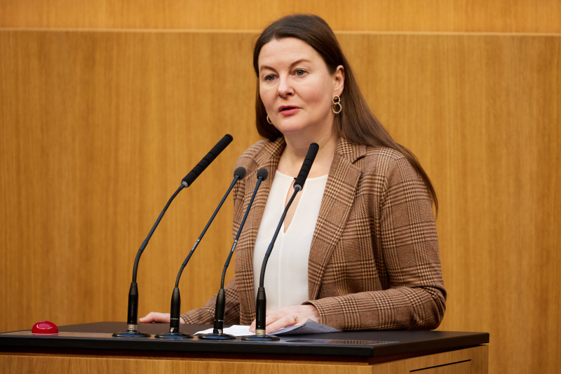 Am Redner:innenpult Nationalratsabgeordnete Karin Doppelbauer (NEOS)