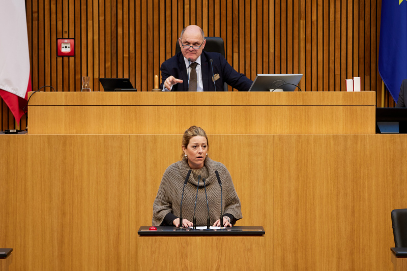 Am Redner:innenpult Nationalratsabgeordnete Katharina Kucharowits (SPÖ)