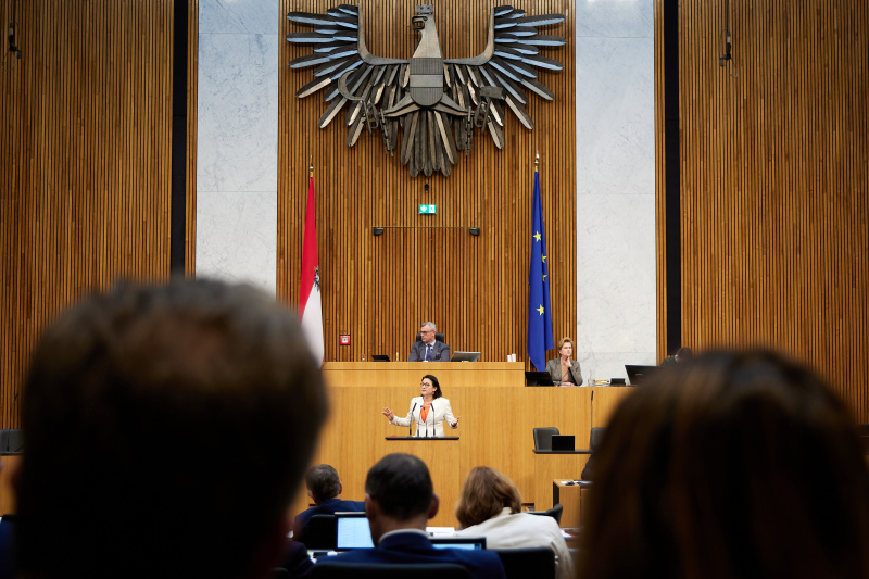 Am Redner:innenpult Nationalratsabgeordnete Gudrun Kugler (ÖVP)