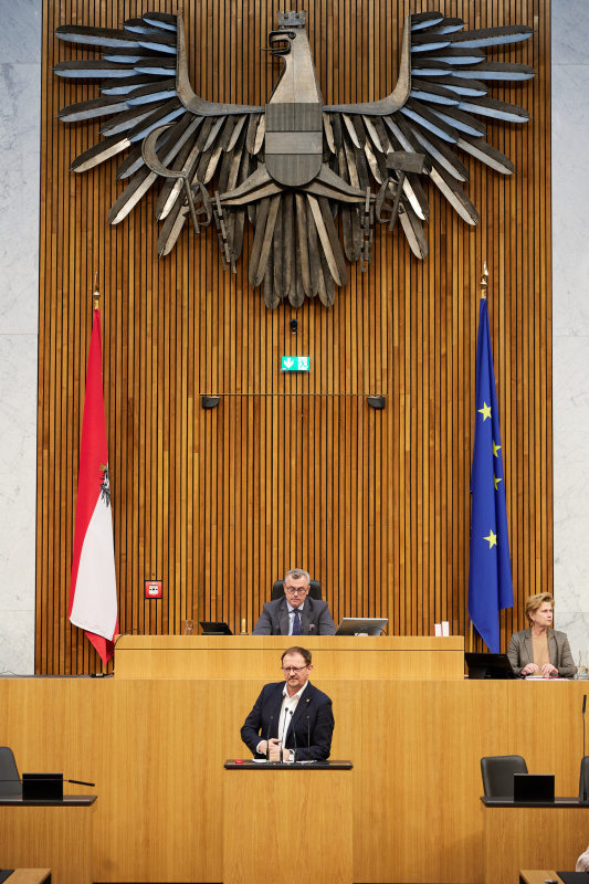 Am Redner:innenpult Nationalratsabgeordneter Rudolf Silvan (SPÖ)