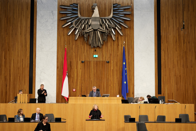 Am Redner:innenpult Nationalratsabgeordnete Ruth Becher (SPÖ)