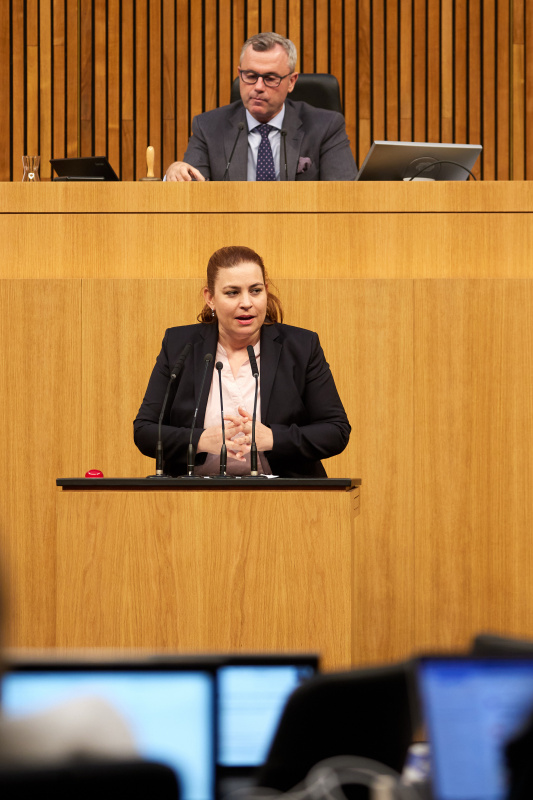 Am Redner:innenpult Nationalratsabgeordnete Nina Tomaselli (Grüne)