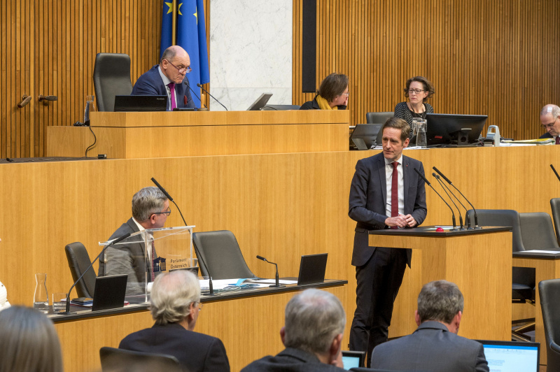Nationalratsabgeordneter Kai Jan Krainer (SPÖ) bei der Begründung der Anfrage