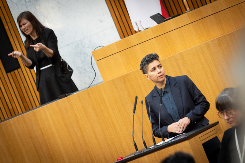 Nationalratsabgeordnete Faika El-Nagashi (GRÜNE) am Rednerpult
