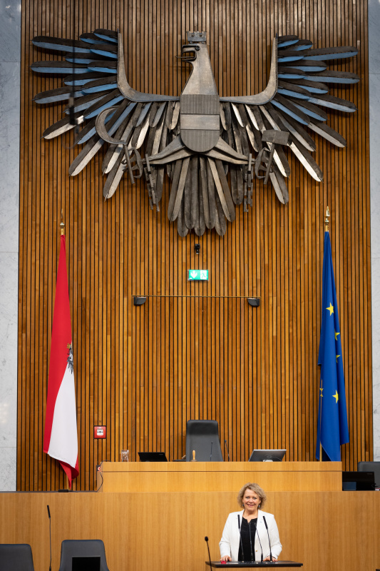 Nationalratsabgeordnete Gertraud Salzmann (ÖVP) am Rednerpult.