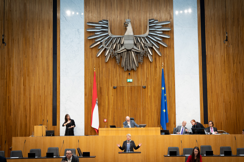 Nationalratsabgeordnete Irene Neumann-Hartberger (ÖVP) am Rednerpult