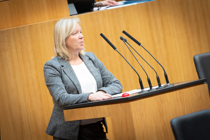 Nationalratsabgeordnete Verena Nussbaum (SPÖ) am Rednerpult