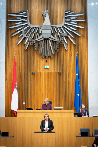 Nationalratsabgeordnete Dagmar Belakowitsch (FPÖ) am Rednerpult