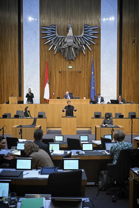 Am Rednerpult: Nationalratsabgeordneter Christian Oxonitsch (SPÖ). Blick Richtung Sitzungsteilnehmer:innen