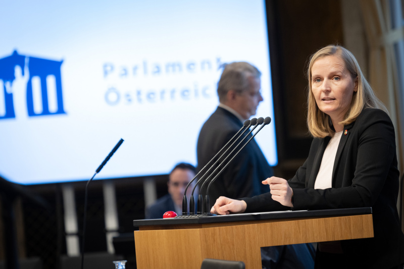 Bundesrätin Maria Huber (GRÜNE) am Redner:innenpult