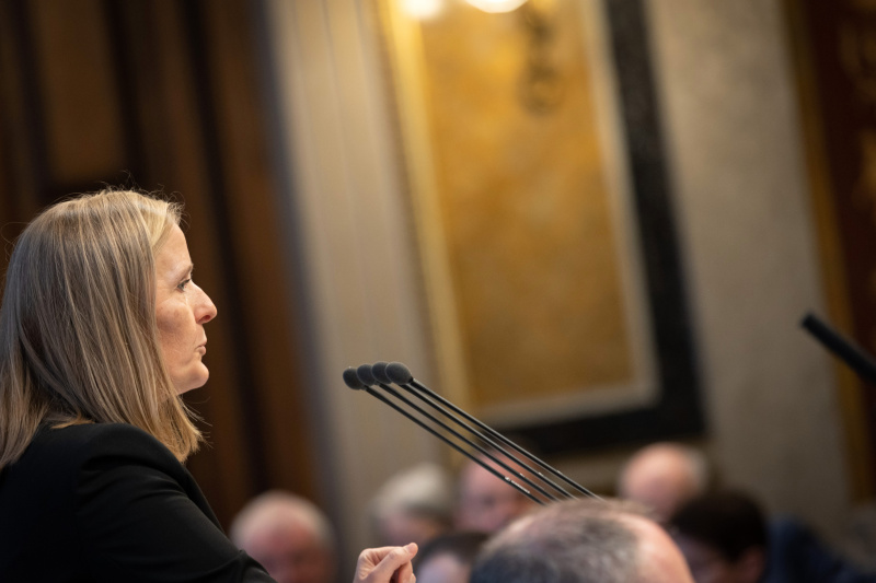 Bundesrätin Maria Huber (GRÜNE) am Redner:innenpult am Redner:innenpult