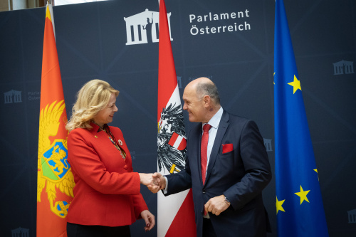 Parlamentspräsidentin von Montenegro Danijela Đurović, Nationalratspräsident Wolfgang Sobotka (ÖVP)
