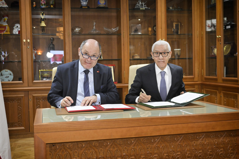 Unterzeichnung Memorandum of Understanding. Von links: Nationalratspräsident Wolfgang Sobotka (ÖVP), Parlamentspräsident von Marokko Rachid Talbi El Alami