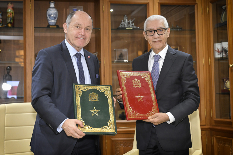 Unterzeichnung Memorandum of Understanding. Von links: Nationalratspräsident Wolfgang Sobotka (ÖVP), Parlamentspräsident von Marokko Rachid Talbi El Alami