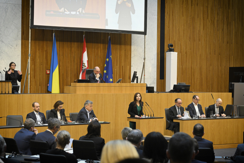 Nationalratsabgeordnete Ewa Ernst-Dziedzic (GRÜNE) am Rednerpult