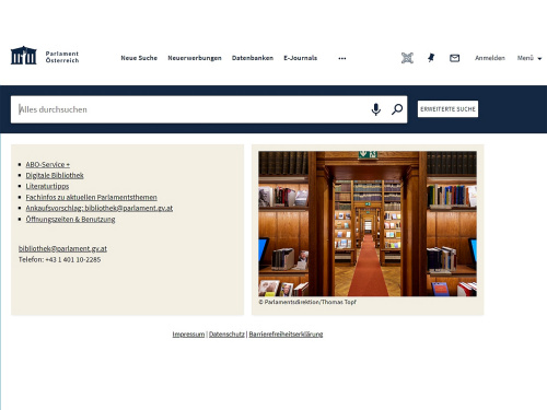 Suchportal der Parlamentsbibliothek 2023