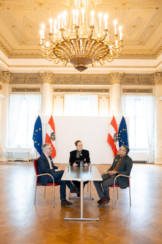 Von links: Christoph Konrath - Parlament, Journalistin Tatjana Lukáš und Politikwissenschafter Marcelo Jenny - Universität Innsbruck im Podcastgespräch