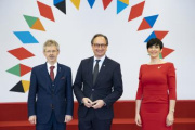 Von rechts: Tschechische Parlamentspräsidentin Markéta Pekarová Adamová, Bundesratspräsident Günter Kovacs (SPÖ), Tschechischer Senatspräsident Miloš Vystrčil