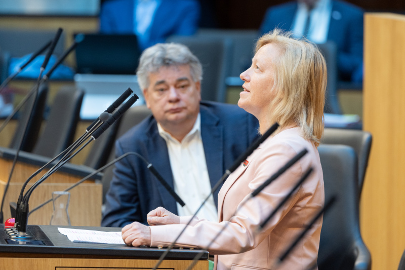 Nationalratsabgeordnete Verena Nussbaum (SPÖ) am Rednerpult