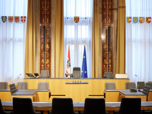 Blick auf das Präsidium im Bundesratssaal