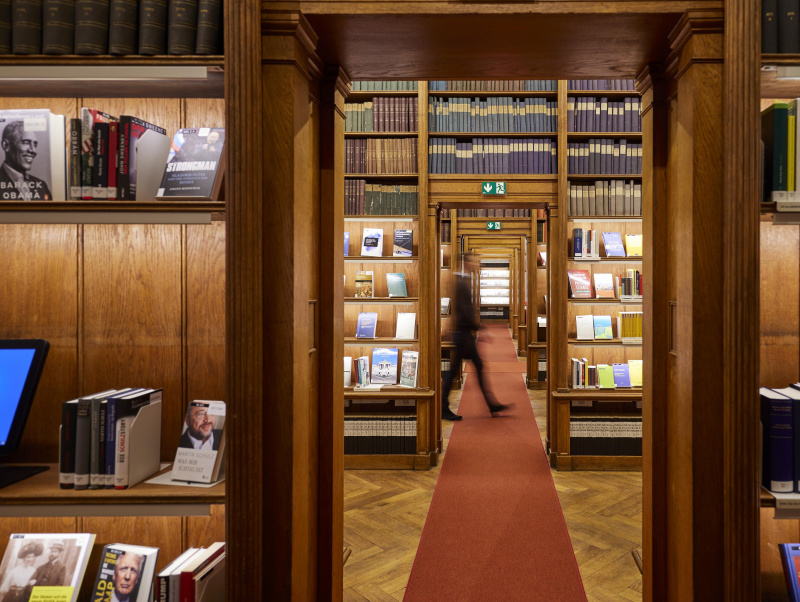 View of the open shelf area at the Parliamentary Library