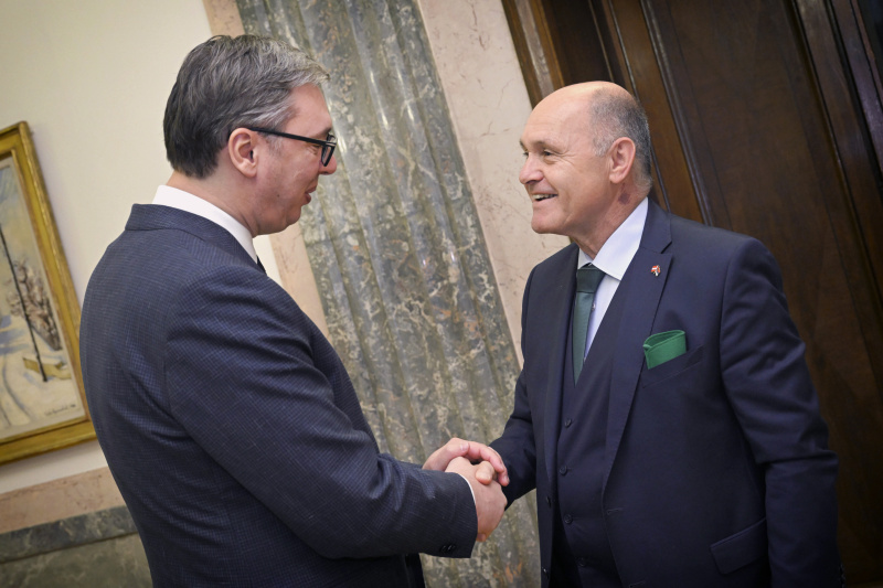 Von links: Nationalratspräsident Wolfgang Sobotka (ÖVP),  Präsident der Republik Serbien Aleksandar Vučić