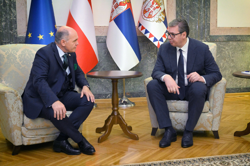 Aussprache.Von links: Nationalratspräsident Wolfgang Sobotka (ÖVP),  Präsident der Republik Serbien Aleksandar Vučić