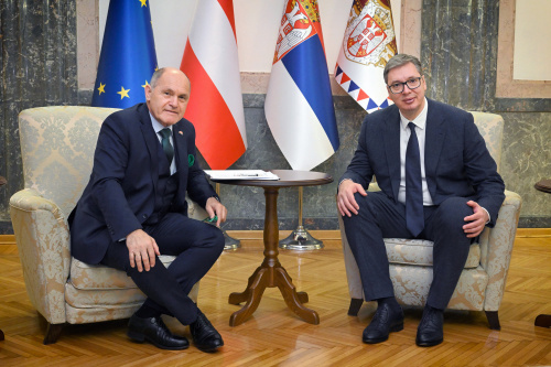 Aussprache.Von links: Nationalratspräsident Wolfgang Sobotka (ÖVP),  Präsident der Republik Serbien Aleksandar Vučić