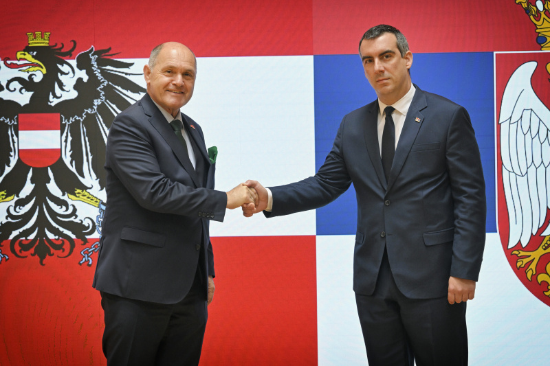 Von links: Nationalratspräsident Wolfgang Sobotka (ÖVP), Präsident der Nationalversammlung der Republik Serbien Vladimir Orlić