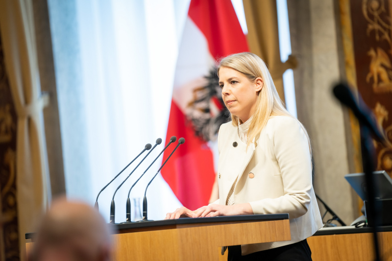 Am Rednerpult Bundesrätin Isabella Theuermann (FPÖ)