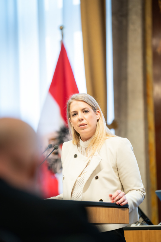 Am Rednerpult Bundesrätin Isabella Theuermann (FPÖ)
