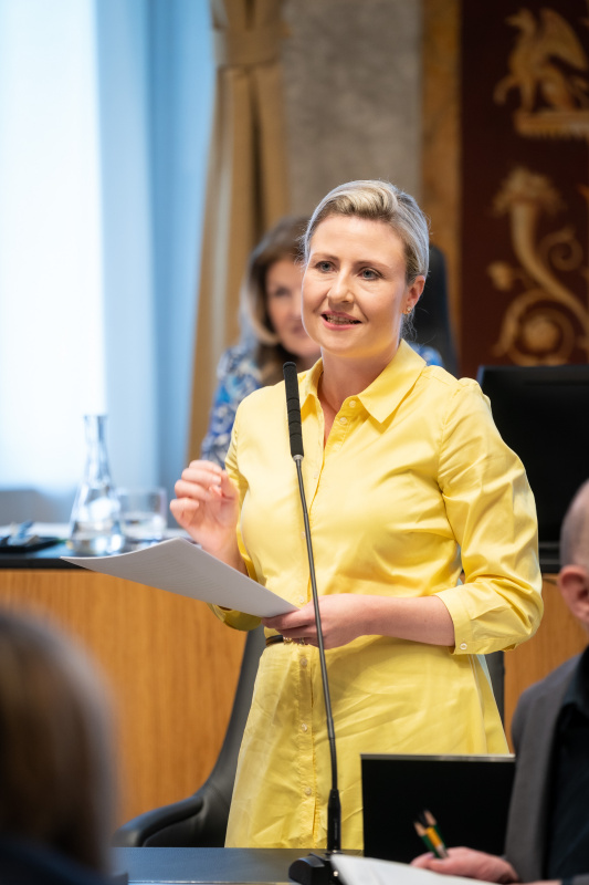 Auf der Regierungsbank Bundesministerin Susanne Raab (ÖVP). Aktion der SPÖ