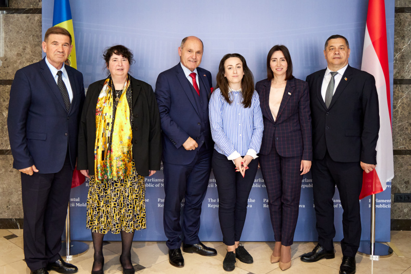 3. von links Nationalratspräsident Wolfgang Sobotka (ÖVP), 6. von links stellvertretender Leiter des Ausschusses für Außenpolitik und Europäische Integration Ion Groza