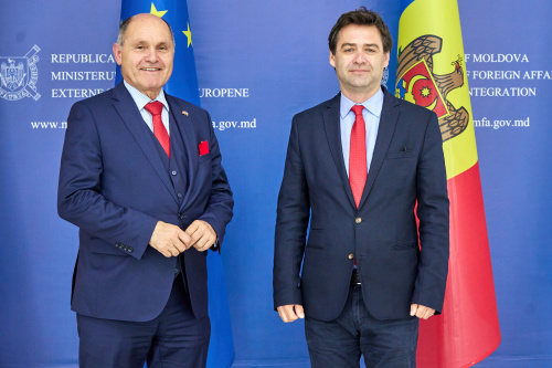 Von links: Nationalratspräsident Wolfgang Sobotka (ÖVP), Vizepremierminister und Minister für auswärtige Angelegenheiten und EU-Integration Nicu Popescu