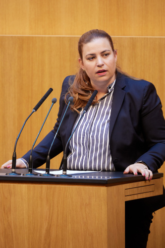 Am Rednerpult: Nationalratsabgeordnete Nina Tomaselli (GRÜNE)