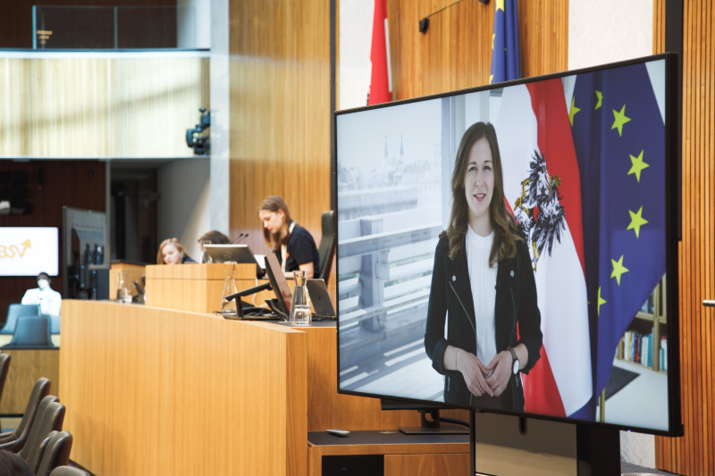 Grußbotschaft von Staatssekretärin Claudia Plakolm (ÖVP).