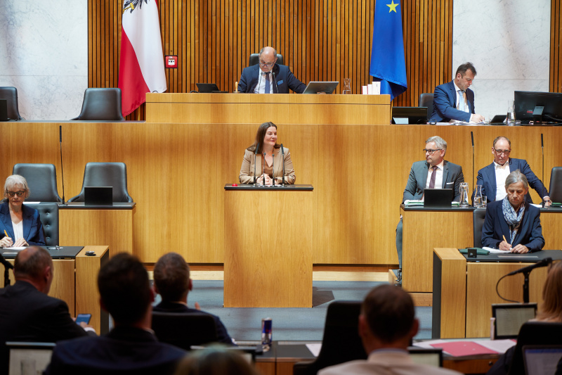 Am Rednerpult Nationalratsabgeordnete Karin Doppelbauer (NEOS)