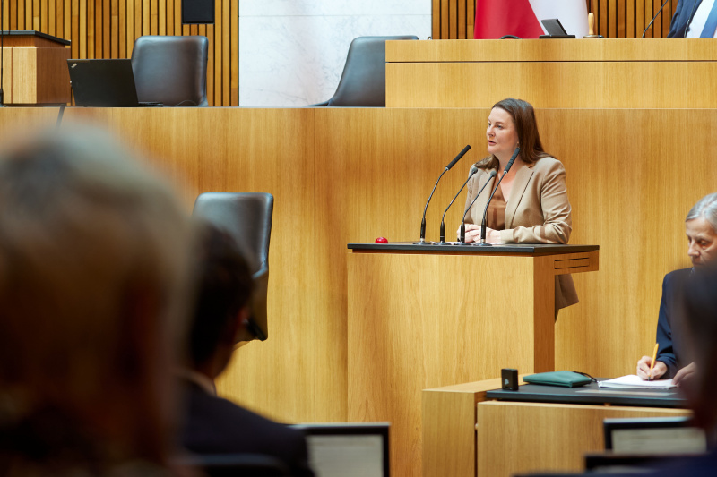 Am Rednerpult Nationalratsabgeordnete Karin Doppelbauer (NEOS)