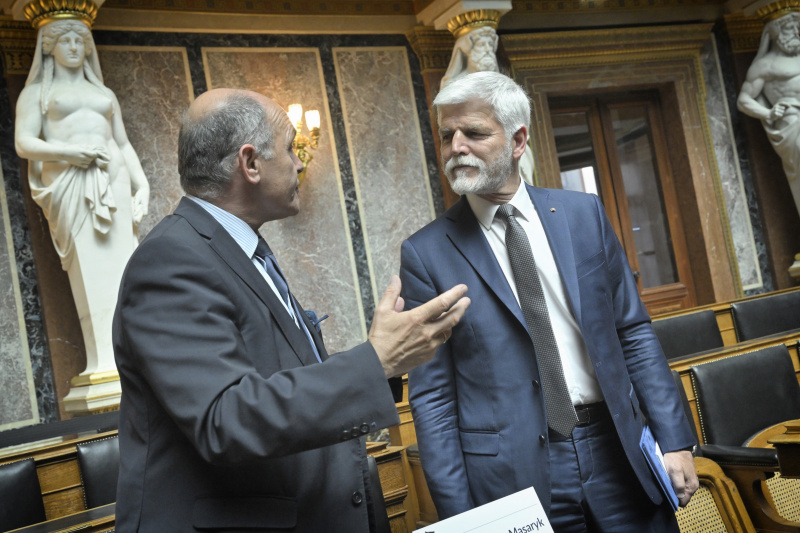 Von links: Nationalratspräsident Wolfgang Sobotka (ÖVP), Präsident der Tschechischen Republik Petr Pavel