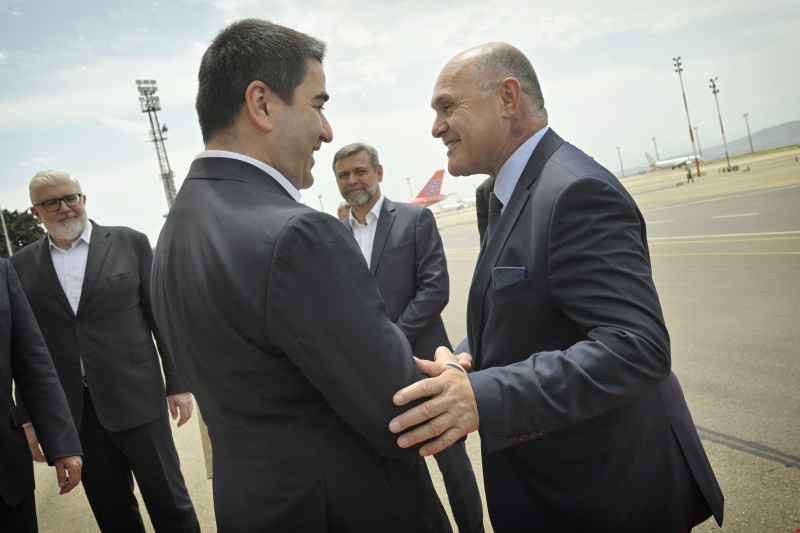 Von links: georgischer Parlamentspräsident Shalva Papuashvili, Nationalratspräsident Wolfgang Sobotka (ÖVP)