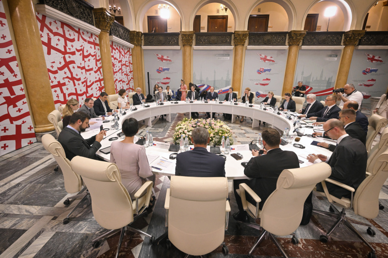 Treffen mit dem georgischen Parlamentspräsidenten Shalva Papuashvili. Aussprache zwischen den Präsident:innen