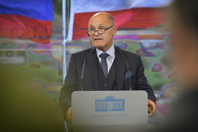 Treffen mit dem georgischen Parlamentspräsidenten Shalva Papuashvili..Pressestatements. Nationalratspräsident Wolfgang Sobotka (ÖVP)