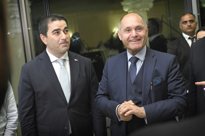 Treffen mit dem georgischen Parlamentspräsidenten Shalva Papuashvili. Von links: georgischer Parlamentspräsident Shalva Papuashvili, Nationalratspräsident Wolfgang Sobotka (ÖVP)