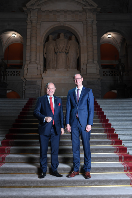 Von links: Nationalratspräsident Wolfgang Sobotka (ÖVP), Schweizer Nationalratspräsident Martin Candinas