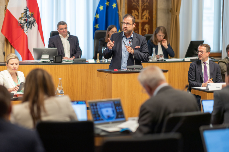 Am Rednerpult: Nationalratsabgeordneter Christian Hafenecker (FPÖ)