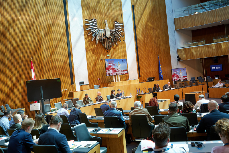 Session 4, from left: Douglas Merritt, Command Inspector General, U.S. Army Africa, United States of America, Gregory Lick, National Defence and Canadian Armed Forces Ombudsman, Canada, Yong Won Kim, Human Rights Protector for the Military, South Korea, Chrystal Pillay, Director of Legal Services, South African Military Ombud, South Africa, Ramya Sundararaman, Deputy Director, Defence Suicide Prevention Office of the Department of Defence, United States of America, Emmanuel Jacob, President of the European Organisation of Military Associations and Trade Unions (EUROMIL)