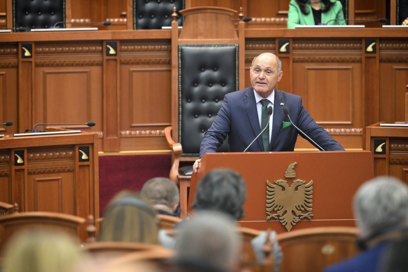 Rede im albanischen Parlament. Nationalratspräsident Wolfgang Sobotka (ÖVP)