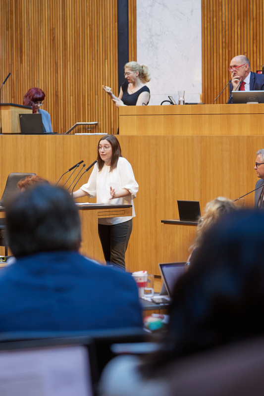 Am Rednerpult Nationalratsabgeordnete Julia Elisabeth Herr (SPÖ)