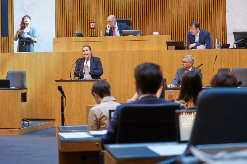 Am Rednerpult Nationalratsabgeordnete Nina Tomaselli (GRÜNE)