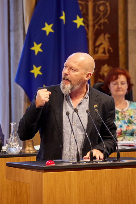 Am Rednerpult Vorsitzender der Bundesratsfraktion Marco Schreuder (GRÜNE)
